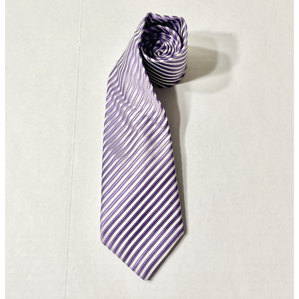 Bruno Piattelli Silk‎ Tie Men's OS Purple Striped Made In USA Academia Business